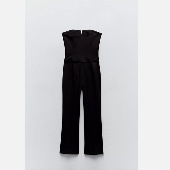 ZARA WOMAN SS24 STRAPLESS BOW JUMPSUIT BLACK Size S NEW WITH TAG! - Picture 4 of 9